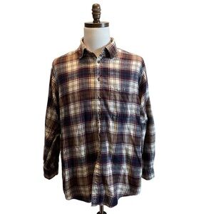 David Taylor Plaid Cotton Flannel Purple Size XL Tall Soft button up shirt
